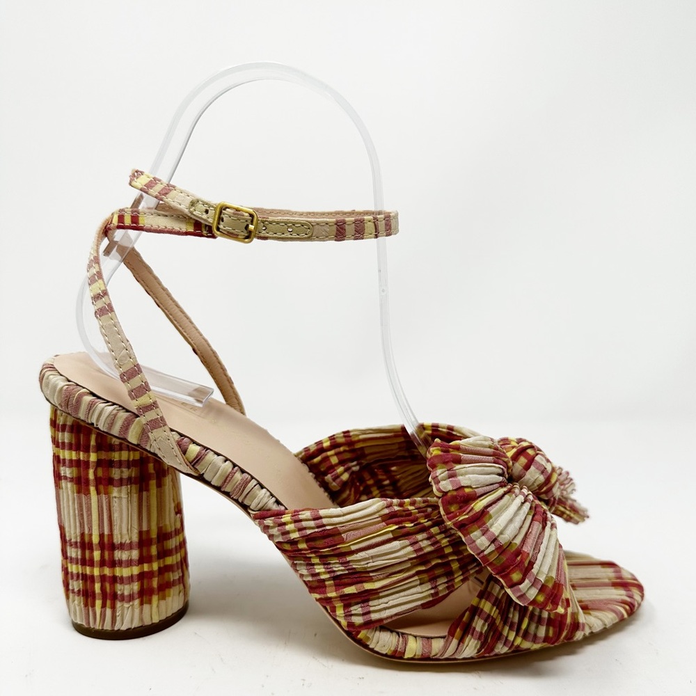 Loeffler Randall Camellia Bow Heel In Cranberry Plaid US 8 - Picture 11 of 15